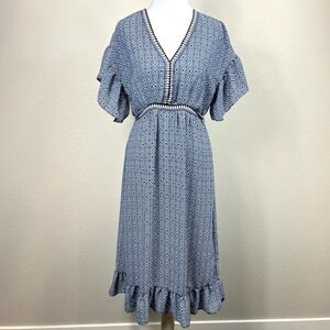 Max Studio Boho Tie Back Midi Dress Small Cottagecore Coastal Oversized Fairy